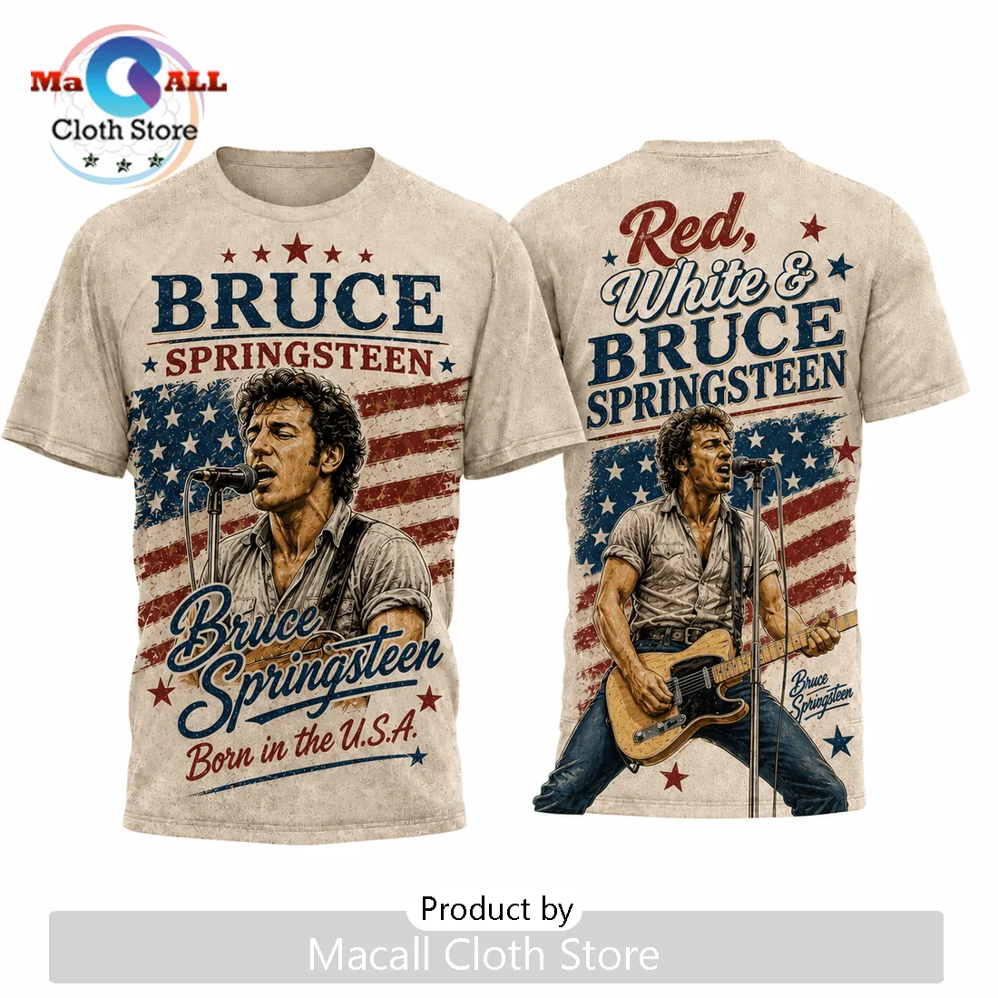 Bruce Springsteen Born In The USA Vintage American Flag T-Shirt Bruce Springsteen Born In The USA Vintage American Flag T-Shirt