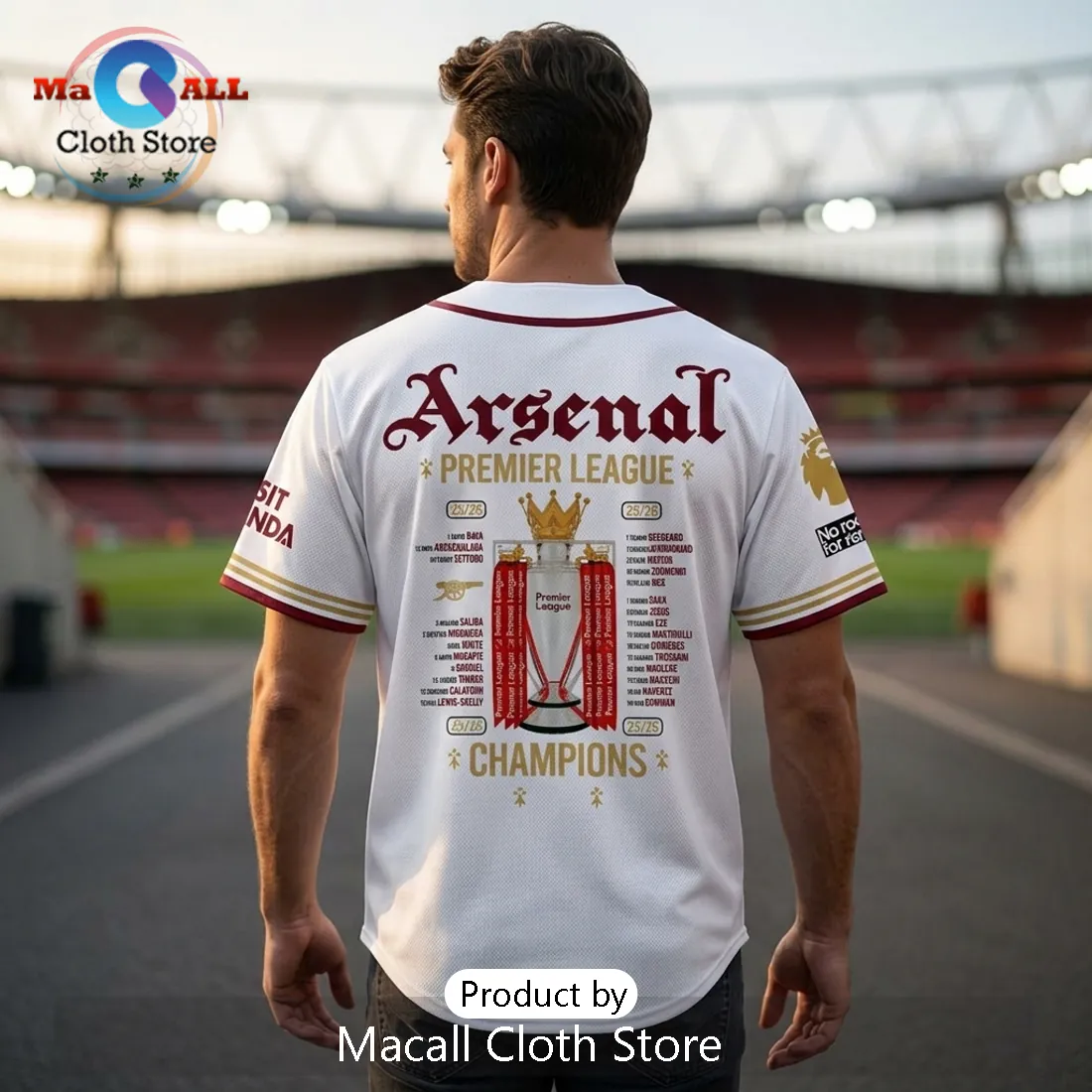 Arsenal FC Premier League Champions 25/26 Baseball Jersey Arsenal FC Premier League Champions 25/26 Baseball Jersey