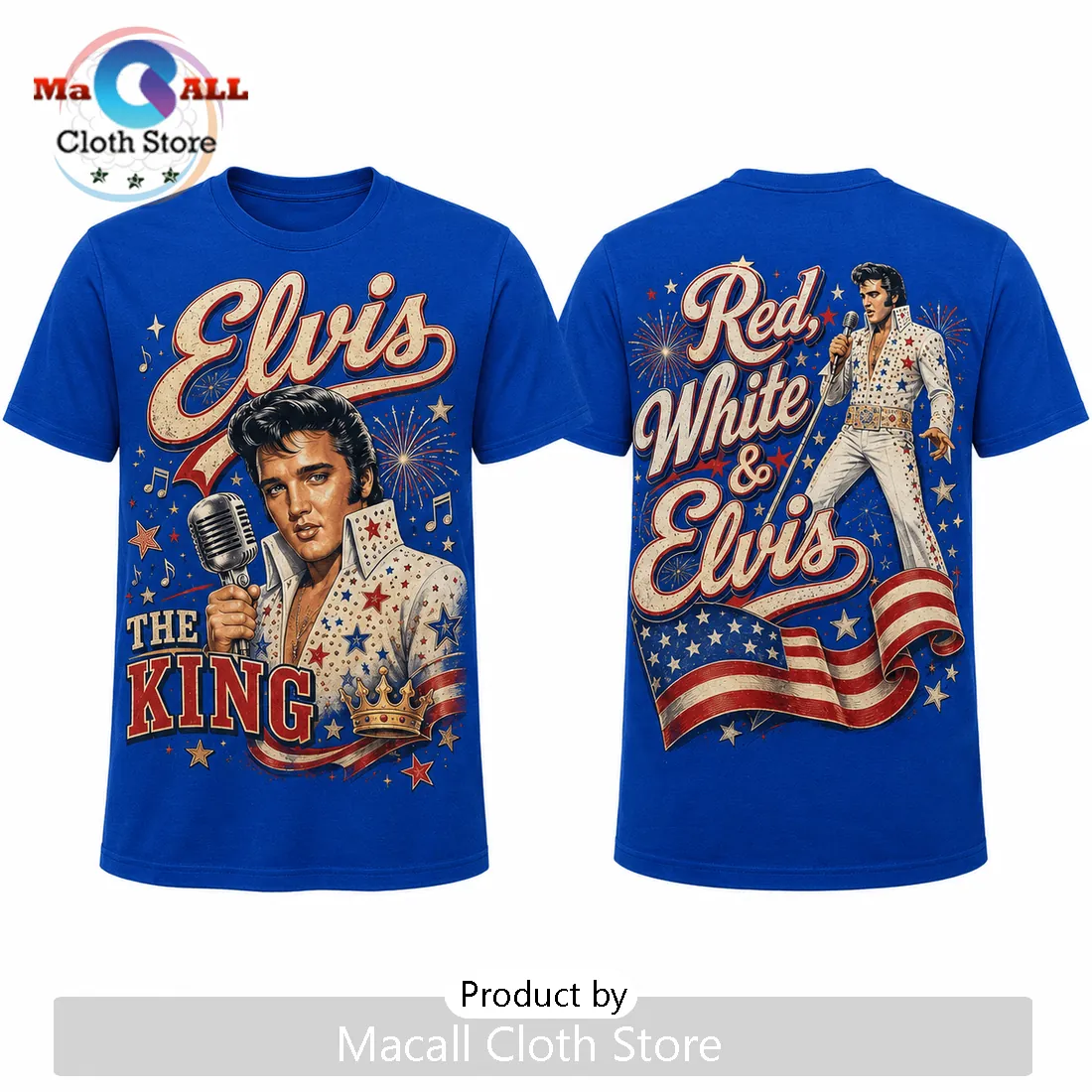2026 Elvis Presley The King Red White and Blue T-Shirt 2026 Elvis Presley The King Red White and Blue T-Shirt