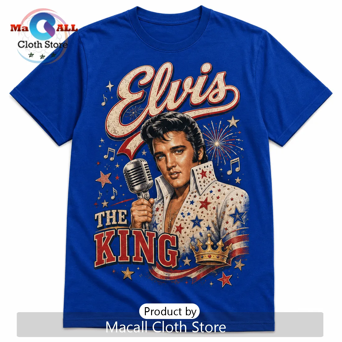 2026 Elvis Presley The King Red White and Blue T-Shirt 2026 Elvis Presley The King Red White and Blue T-Shirt