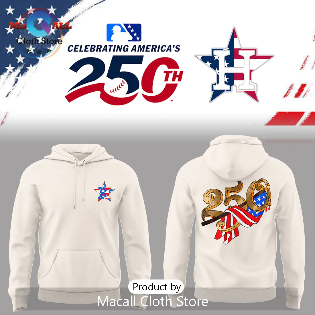 Houston Astros Celebrating America 250th Anniversary Off-White Hoodie Houston Astros Celebrating America 250th Anniversary Off-White Hoodie