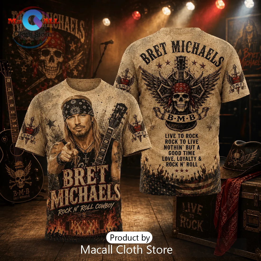Bret Michaels Rock N Roll Cowboy Vintage Tan Signature Shirt Bret Michaels Rock N Roll Cowboy Vintage Tan Signature Shirt
