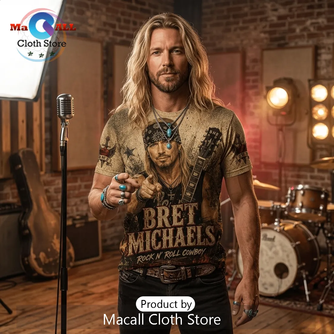 Bret Michaels Rock N Roll Cowboy Vintage Tan Signature Shirt Bret Michaels Rock N Roll Cowboy Vintage Tan Signature Shirt
