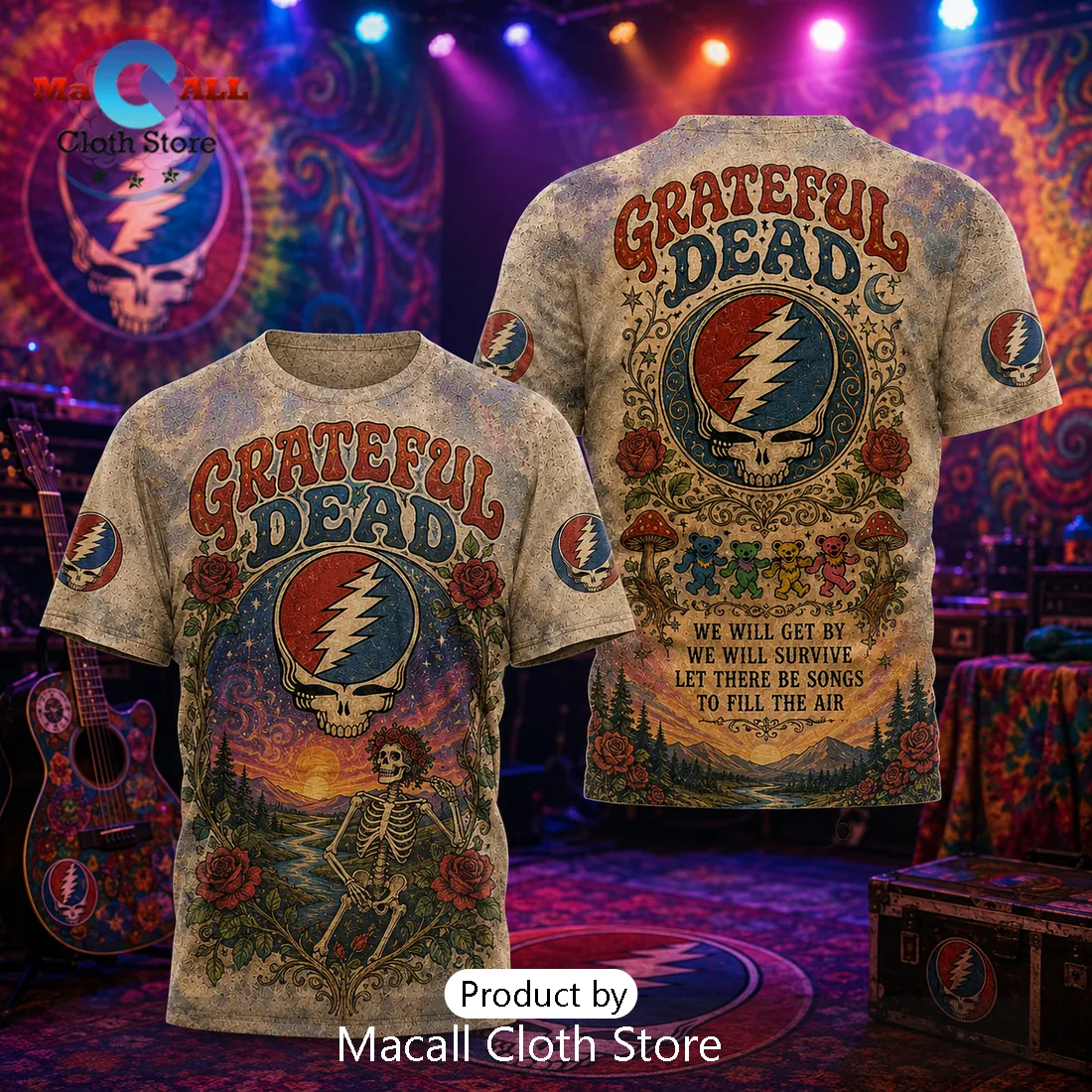 Grateful Dead Vintage Illustrated Skeleton Dancing Bears Shirt Grateful Dead Vintage Illustrated Skeleton Dancing Bears Shirt