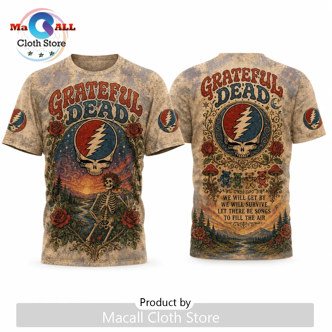 Grateful Dead Vintage Illustrated Skeleton Dancing Bears Shirt Grateful Dead Vintage Illustrated Skeleton Dancing Bears Shirt