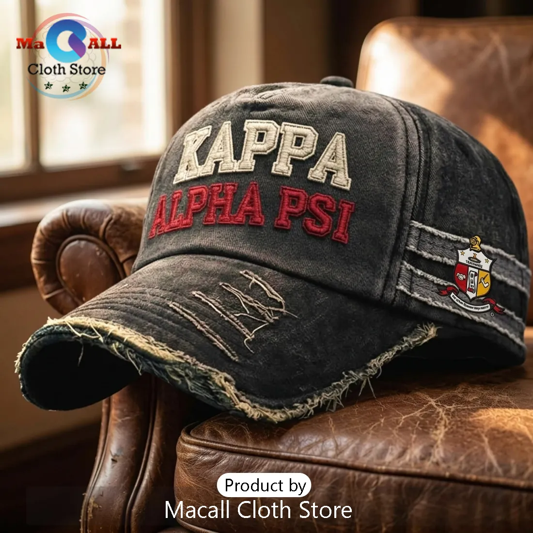 Kappa Alpha Psi Distressed Charcoal Cotton Adjustable Baseball Dad Hat
