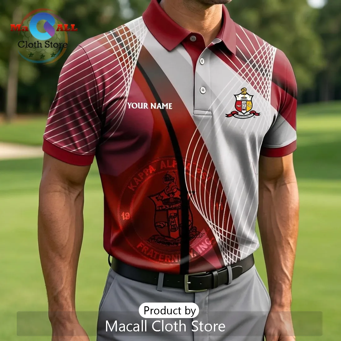 Custom Kappa Alpha Psi Fraternity Crimson and White Polo Shirt Custom Kappa Alpha Psi Fraternity Crimson and White Polo Shirt