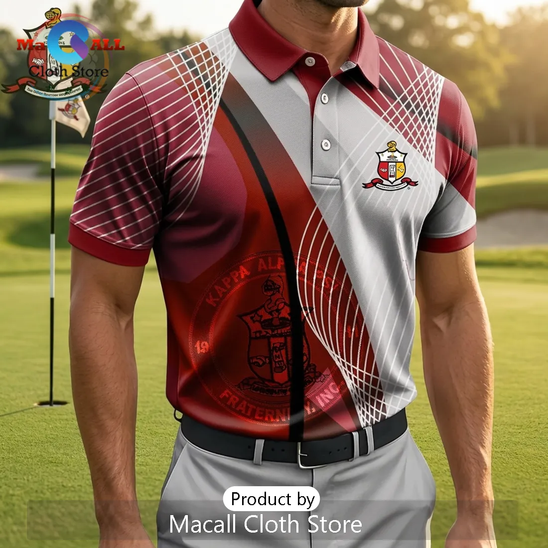 Custom Kappa Alpha Psi Fraternity Crimson and White Polo Shirt Custom Kappa Alpha Psi Fraternity Crimson and White Polo Shirt