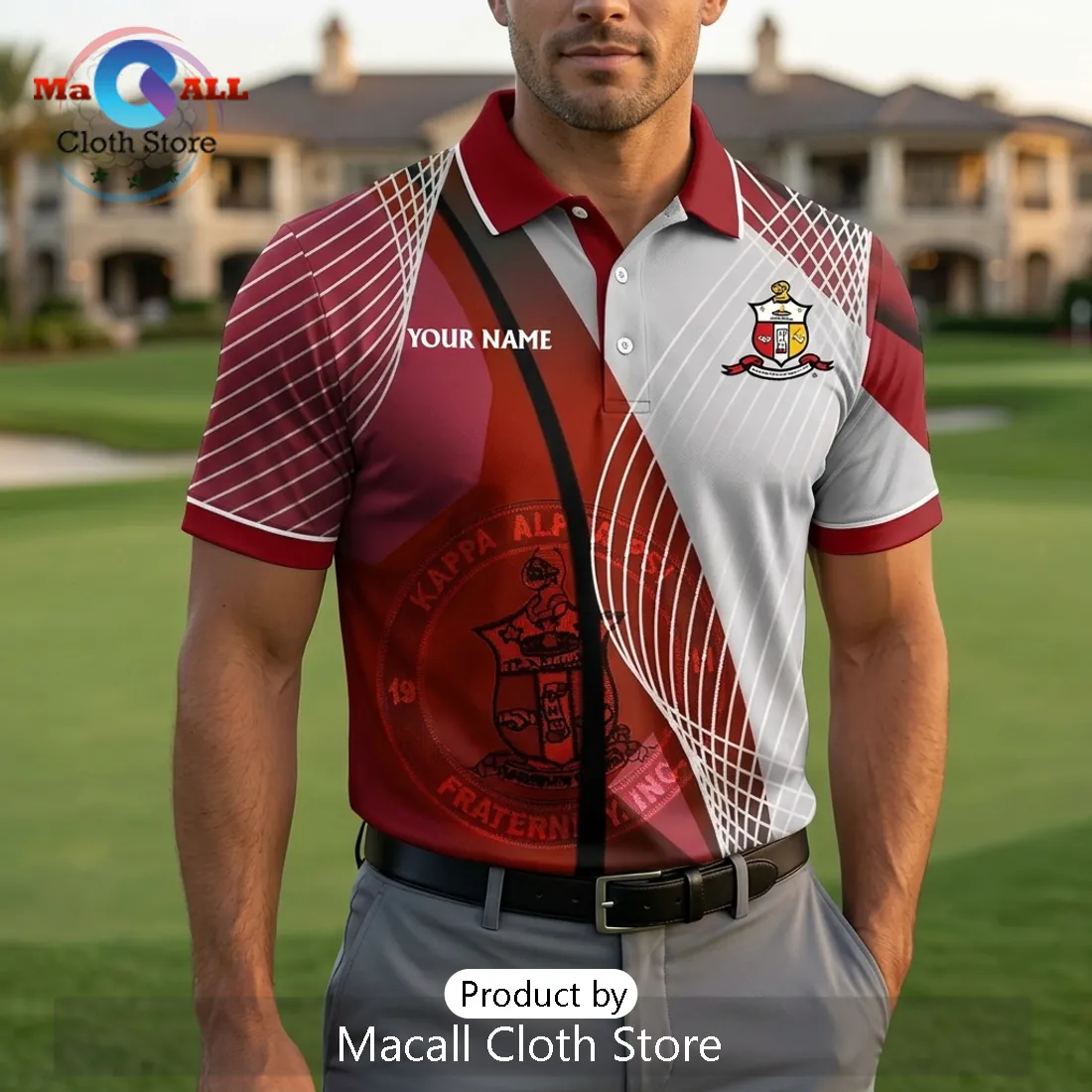 Custom Kappa Alpha Psi Fraternity Crimson and White Polo Shirt Custom Kappa Alpha Psi Fraternity Crimson and White Polo Shirt