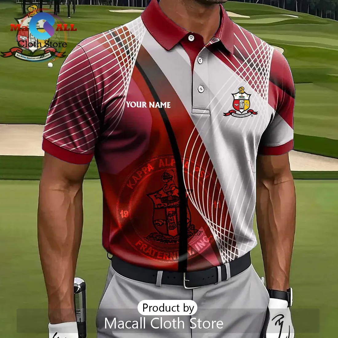 Custom Kappa Alpha Psi Fraternity Crimson and White Polo Shirt Custom Kappa Alpha Psi Fraternity Crimson and White Polo Shirt