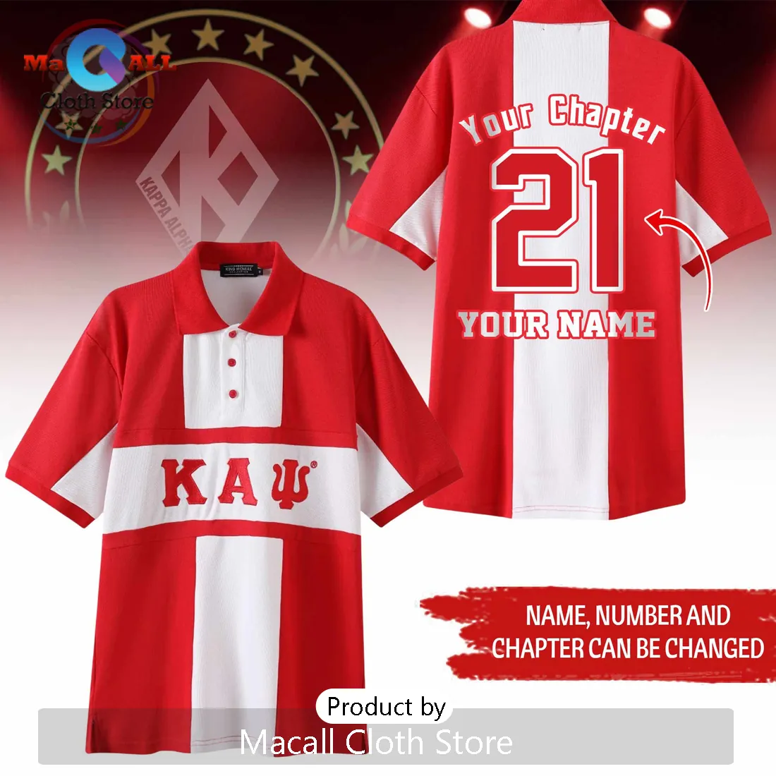 Kappa Alpha Psi Custom Red and White Polo Shirt Kappa Alpha Psi Custom Red and White Polo Shirt