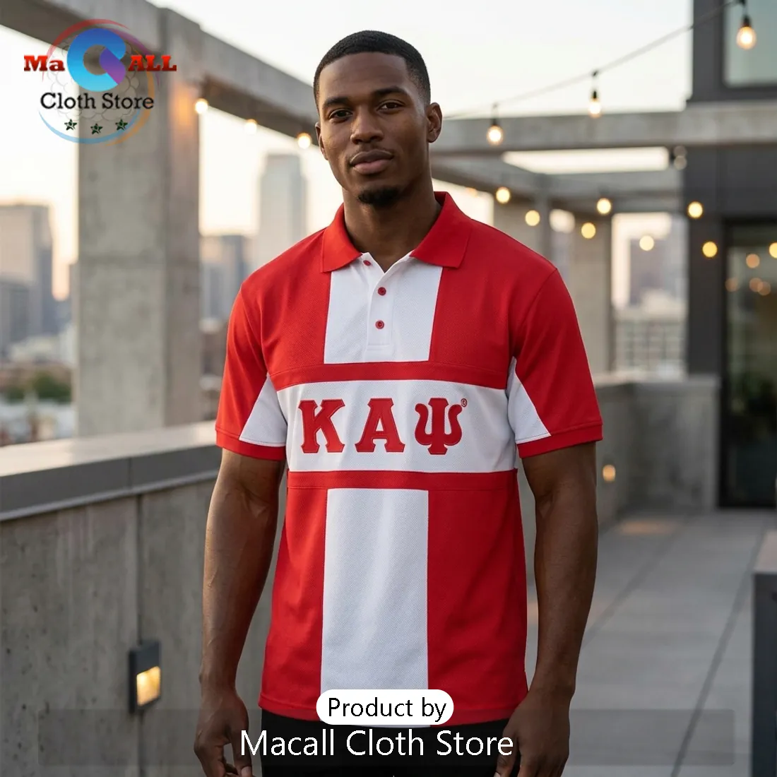 Kappa Alpha Psi Custom Red and White Polo Shirt Kappa Alpha Psi Custom Red and White Polo Shirt
