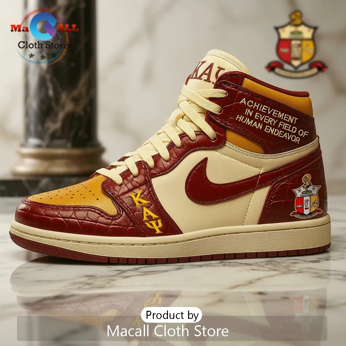 Kappa Alpha Psi Crimson and Gold Air Jordan 1 Sneakers