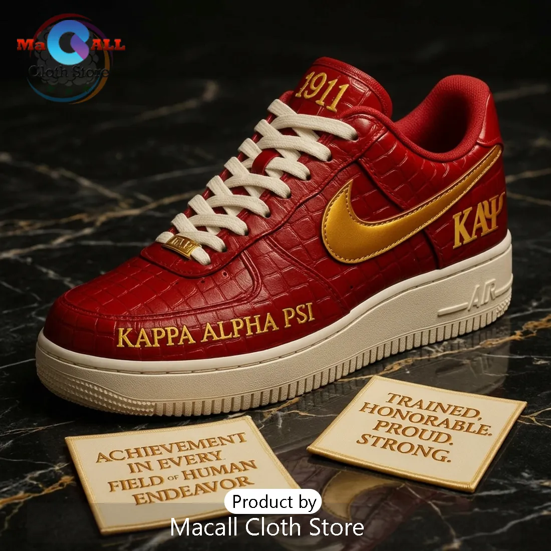 Kappa Alpha Psi Crimson Faux Crocodile Nike Air Force 1 Sneaker