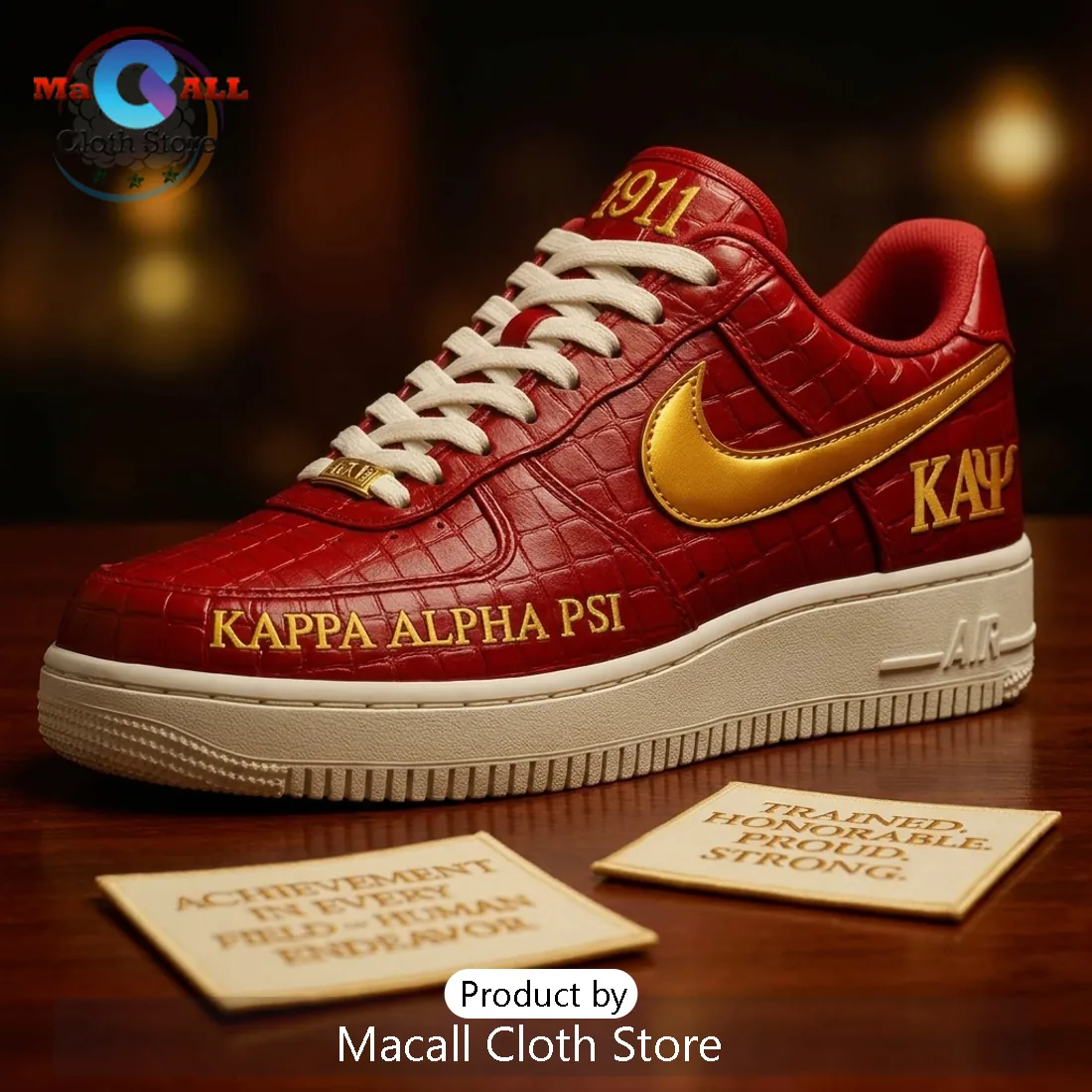 Kappa Alpha Psi Crimson Faux Crocodile Nike Air Force 1 Sneaker Kappa Alpha Psi Crimson Faux Crocodile Nike Air Force 1 Sneaker
