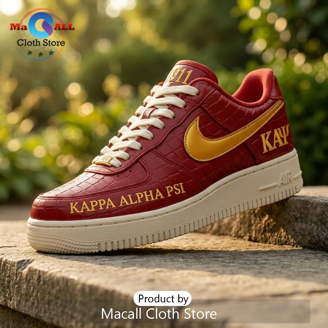 Kappa Alpha Psi Crimson Faux Crocodile Nike Air Force 1 Sneaker Kappa Alpha Psi Crimson Faux Crocodile Nike Air Force 1 Sneaker