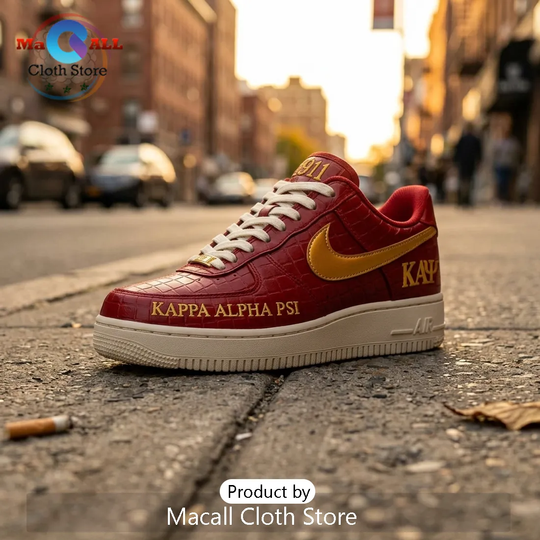 Kappa Alpha Psi Crimson Faux Crocodile Nike Air Force 1 Sneaker Kappa Alpha Psi Crimson Faux Crocodile Nike Air Force 1 Sneaker