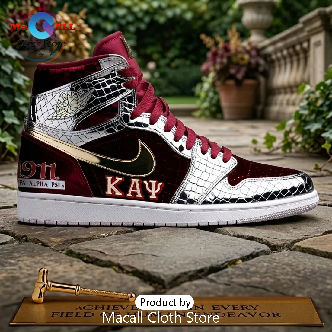 Kappa Alpha Psi High Velvet and Chrome Air Jordan 1 Sneakers