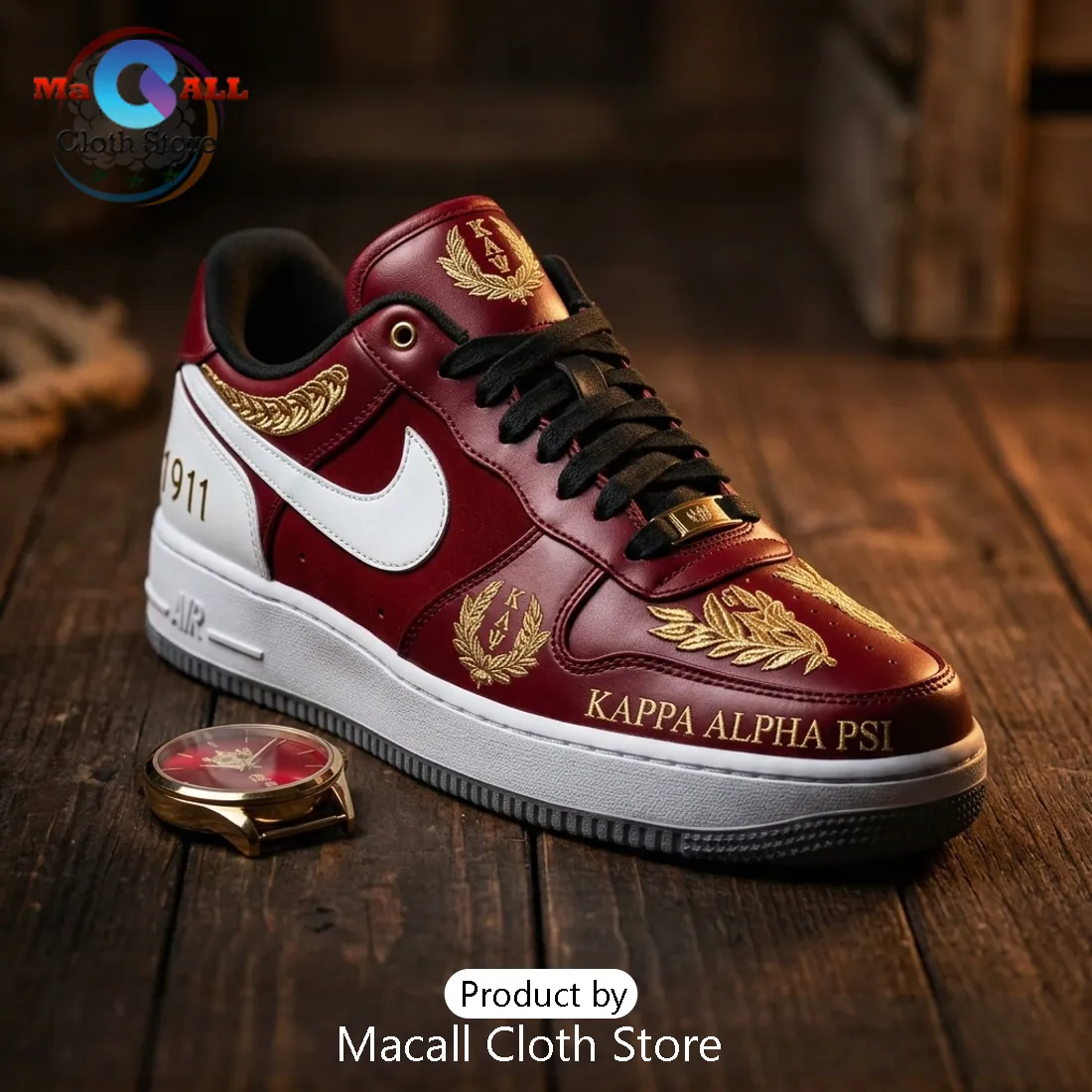 Kappa Alpha Psi Crimson Gold Anniversary Nike Air Force 1 Sneakers