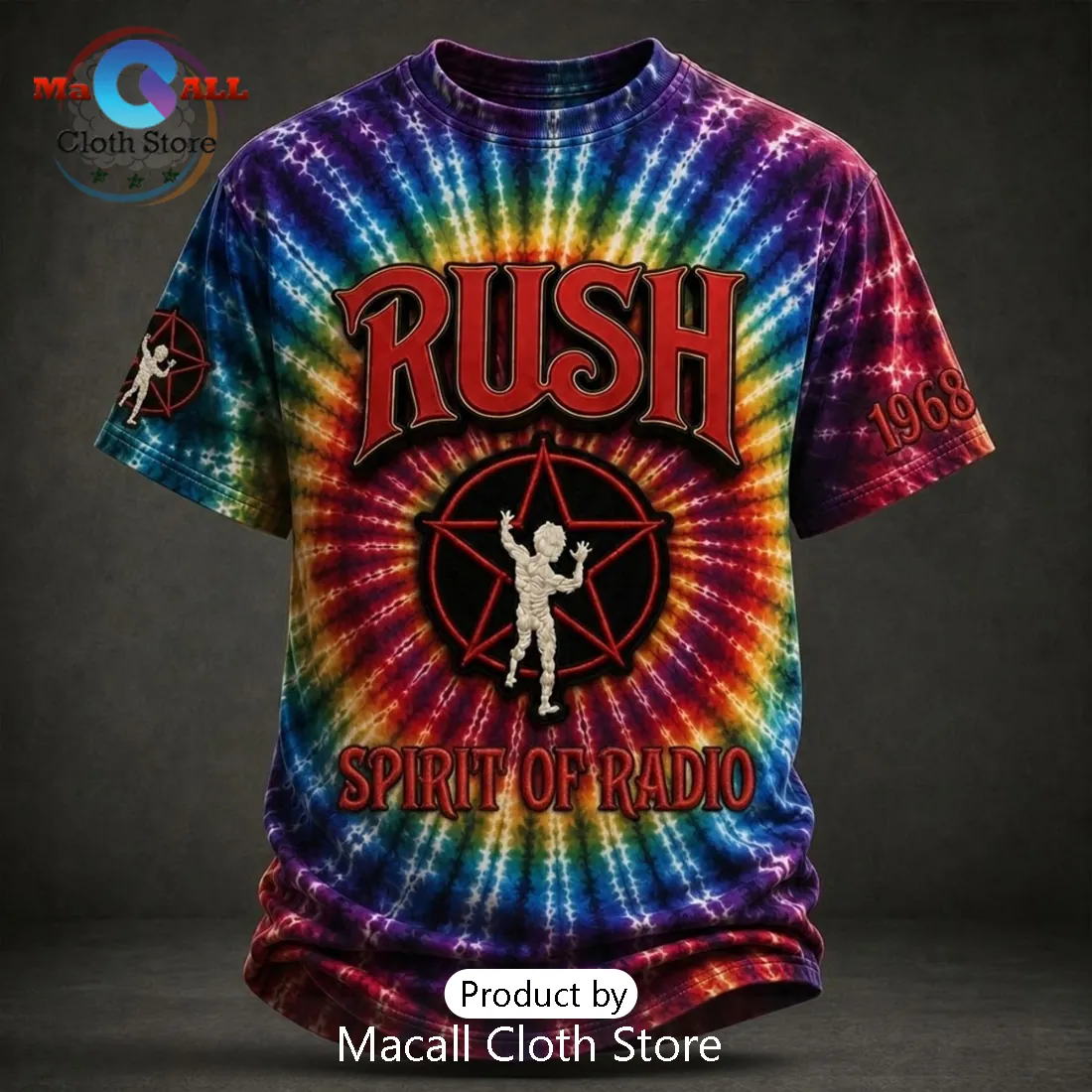 Rush Spirit Of Radio Tie Dye 1968 Premium Crewneck T-Shirt Rush Spirit Of Radio Tie Dye 1968 Premium Crewneck T-Shirt