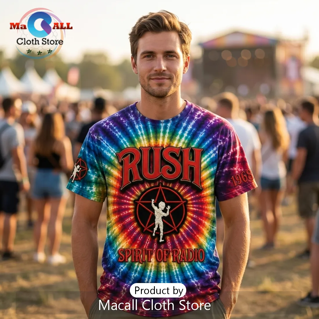 Rush Spirit Of Radio Tie Dye 1968 Premium Crewneck T-Shirt Rush Spirit Of Radio Tie Dye 1968 Premium Crewneck T-Shirt