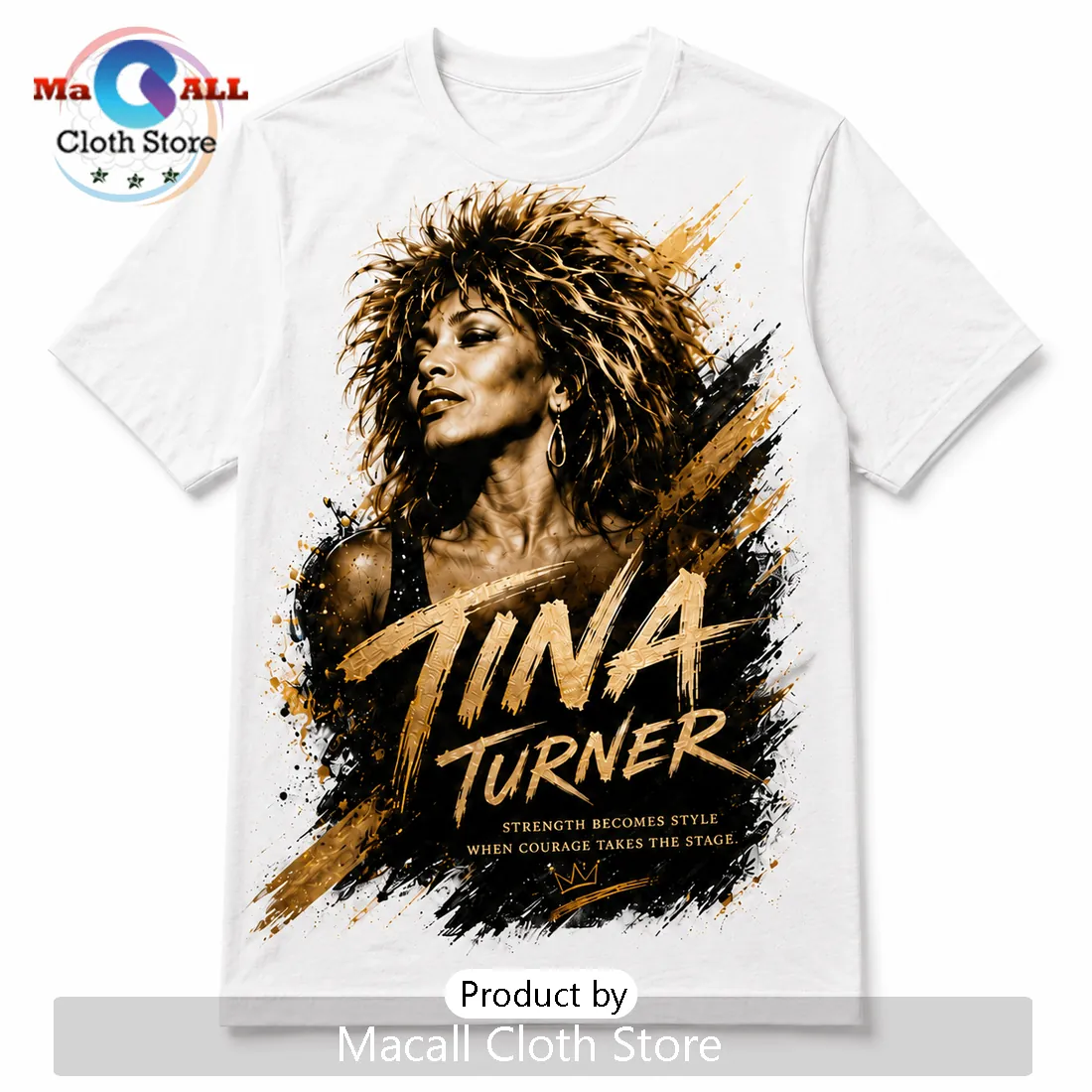 Tina Turner Inspirational Legend Gold and Black T-Shirt Tina Turner Inspirational Legend Gold and Black T-Shirt