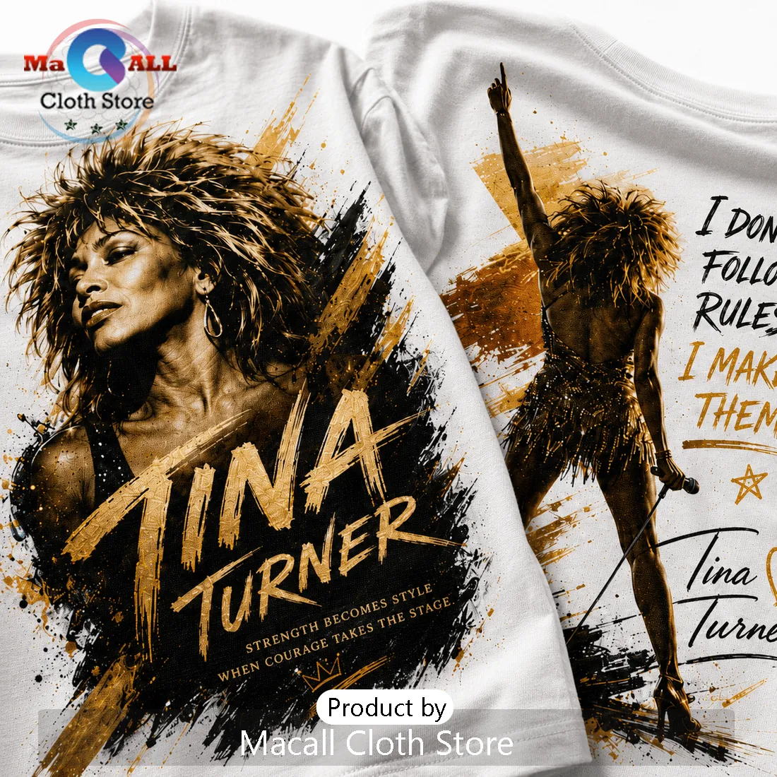 Tina Turner Inspirational Legend Gold and Black T-Shirt Tina Turner Inspirational Legend Gold and Black T-Shirt