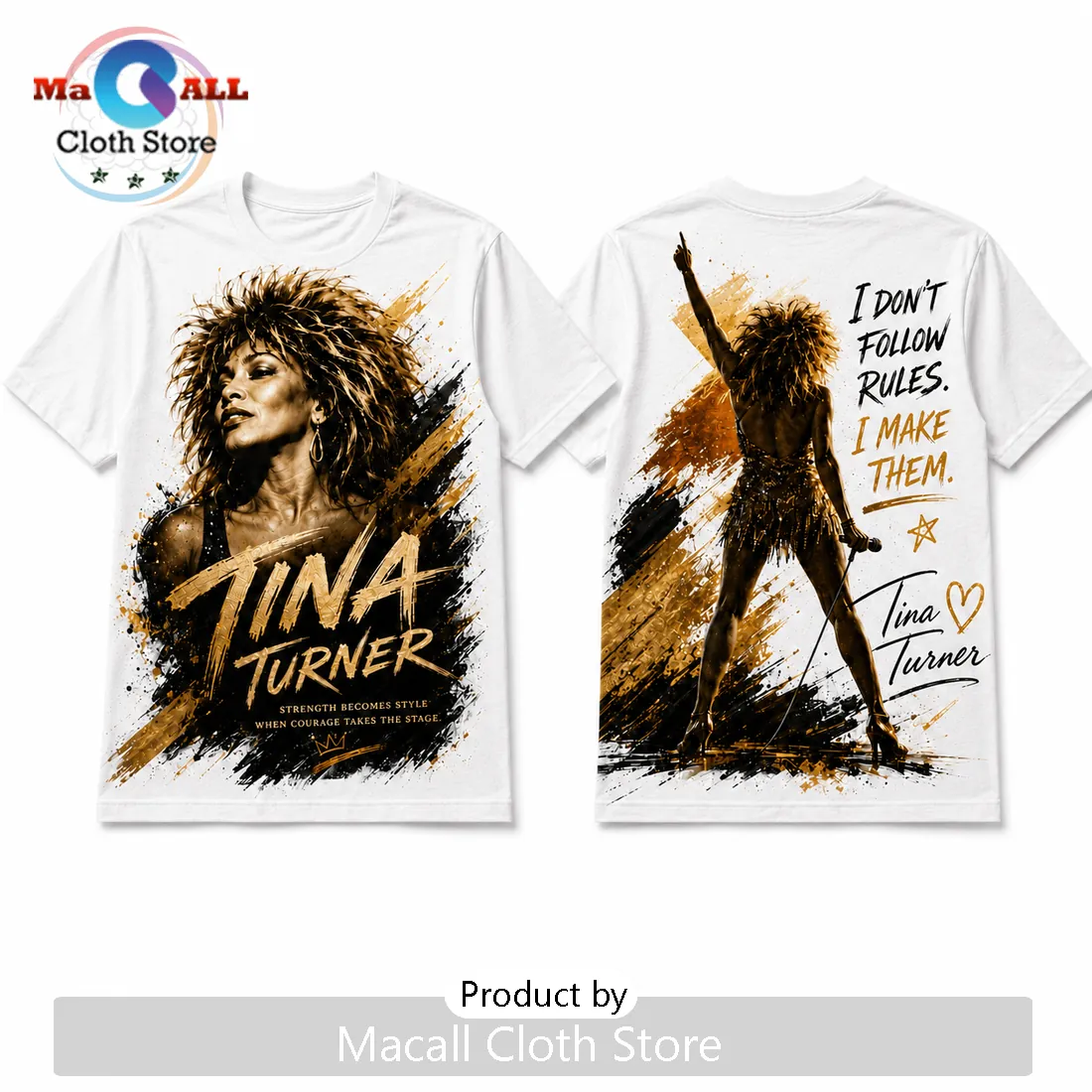 Tina Turner Inspirational Legend Gold and Black T-Shirt Tina Turner Inspirational Legend Gold and Black T-Shirt