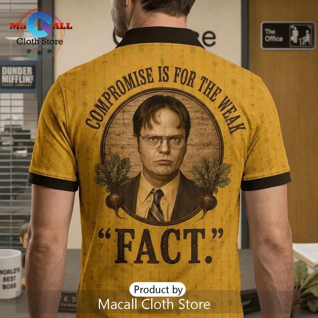 The Office Dwight Schrute Compromise Is For The Weak Yellow Mustard Polo Shirt The Office Dwight Schrute Compromise Is For The Weak Yellow Mustard Polo Shirt