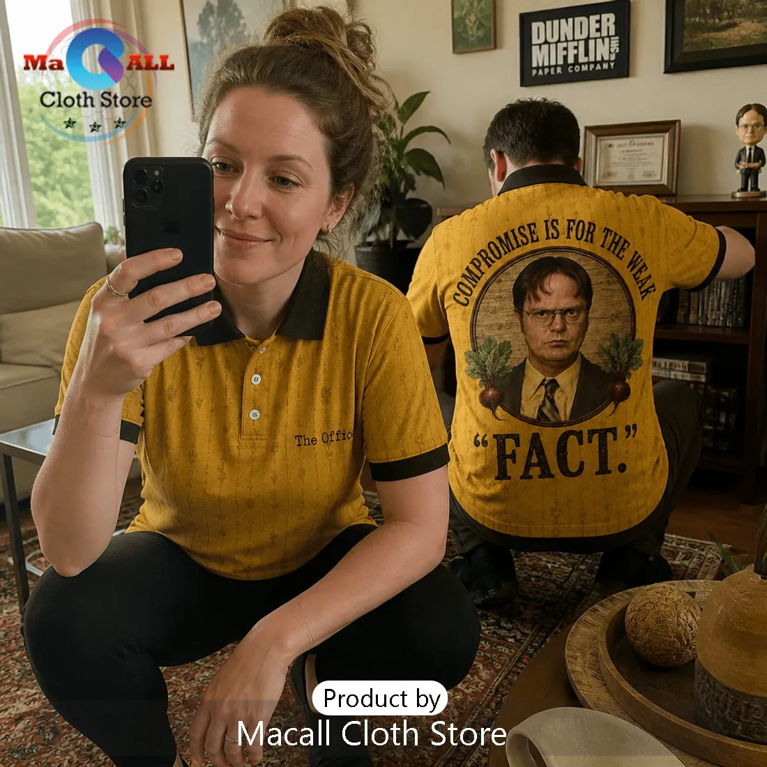 The Office Dwight Schrute Compromise Is For The Weak Yellow Mustard Polo Shirt The Office Dwight Schrute Compromise Is For The Weak Yellow Mustard Polo Shirt