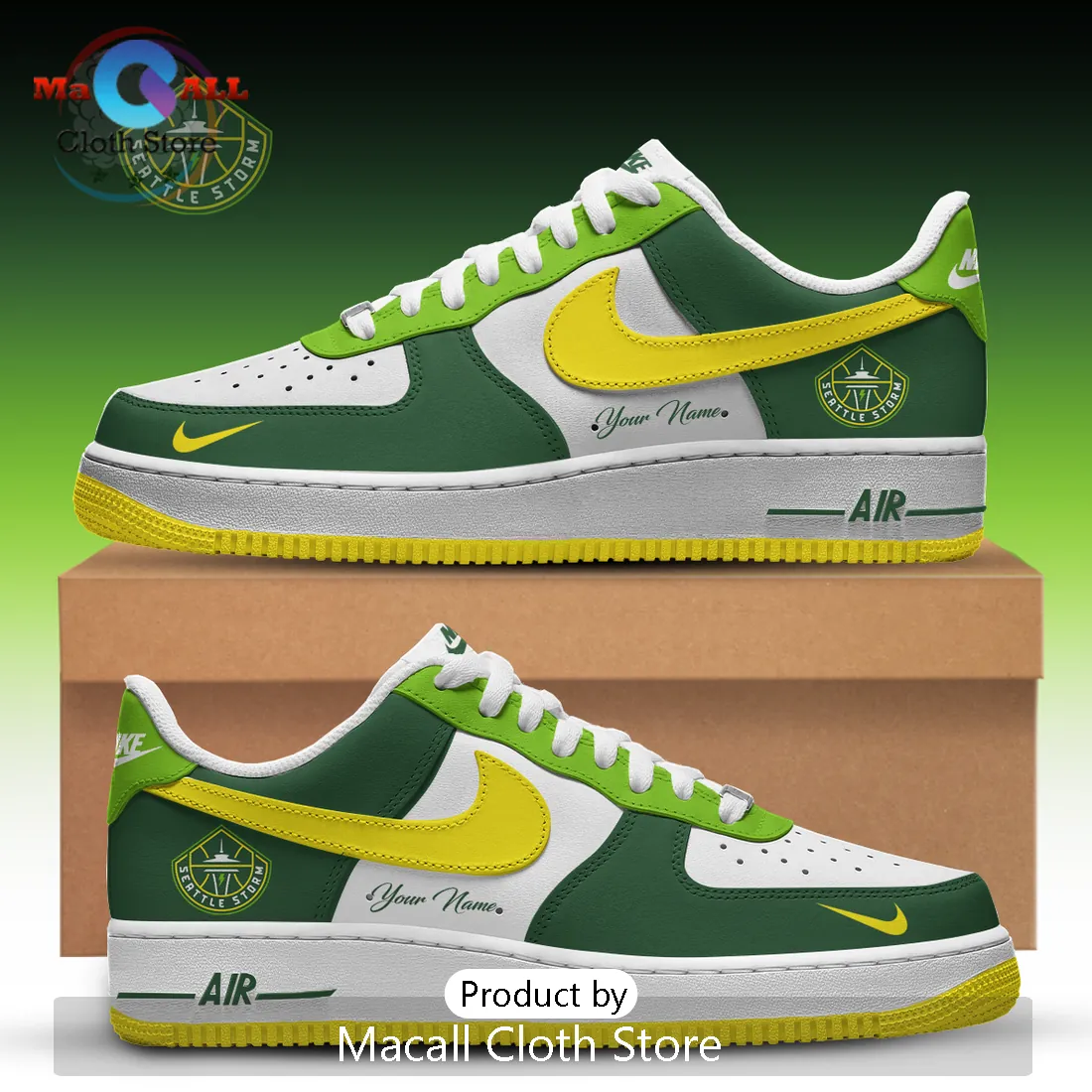 Seattle Storm Premium Basketball Nike Air Force 1 Sneakers Seattle Storm Premium Basketball Nike Air Force 1 Sneakers