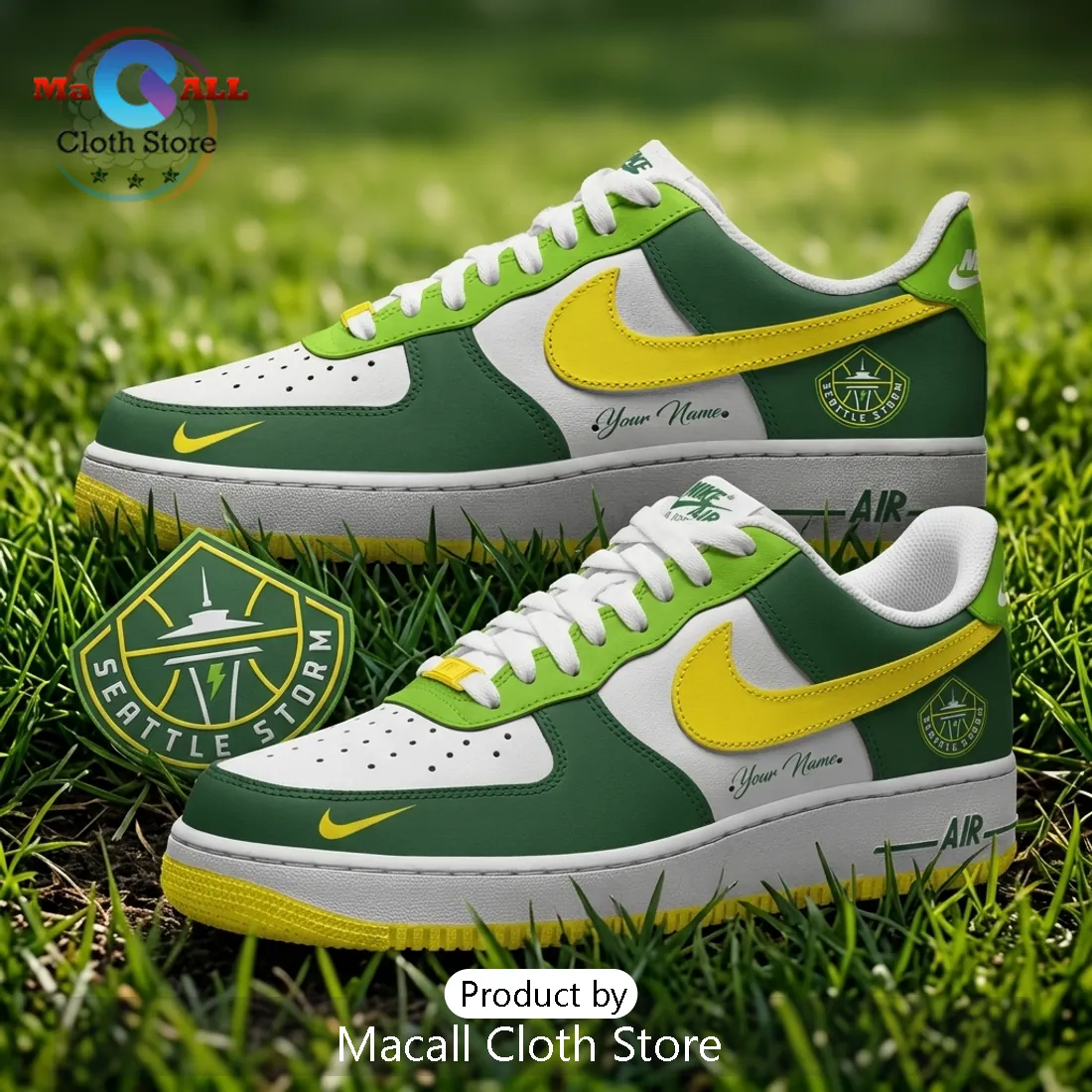 Seattle Storm Premium Basketball Nike Air Force 1 Sneakers Seattle Storm Premium Basketball Nike Air Force 1 Sneakers