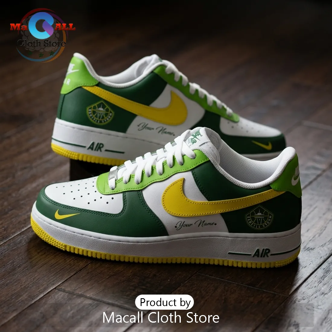 Seattle Storm Premium Basketball Nike Air Force 1 Sneakers Seattle Storm Premium Basketball Nike Air Force 1 Sneakers