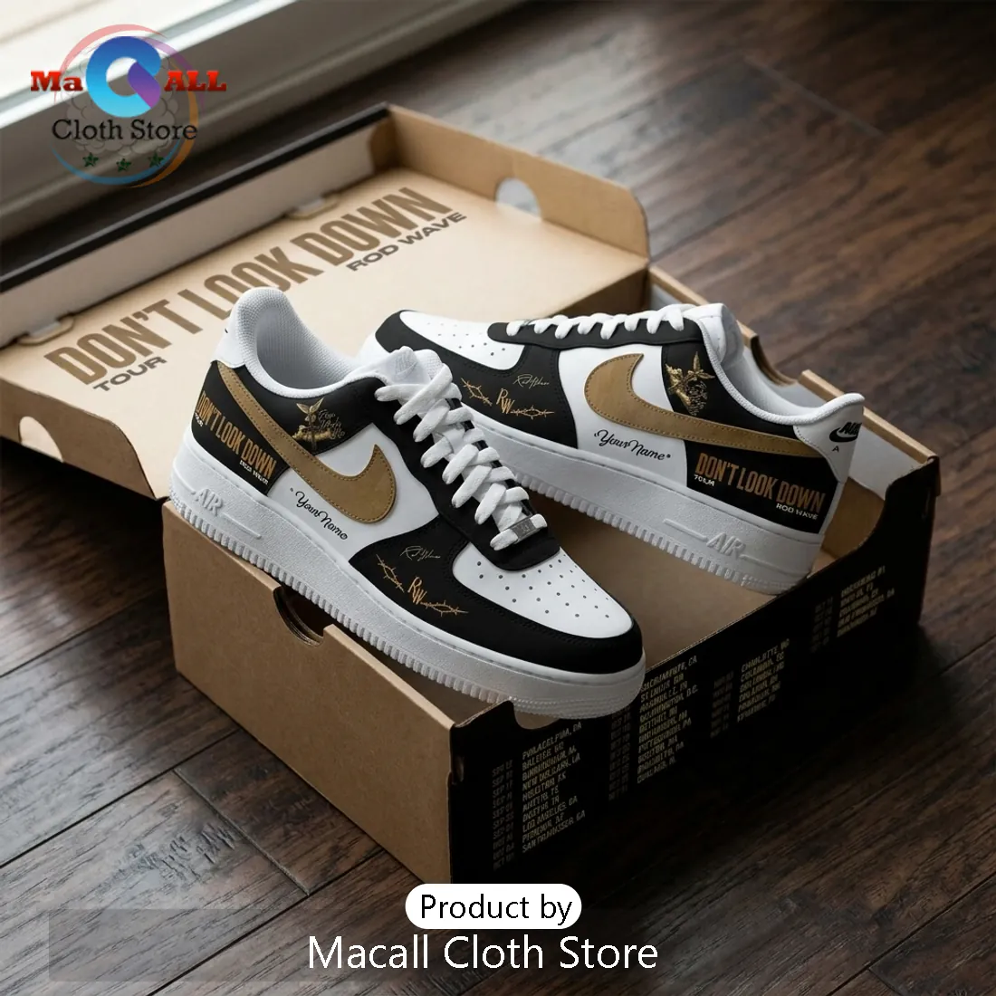 Rod Wave Don’t Look Down Tour 2026 Custom Nike Air Force 1 Sneakers Rod Wave Don’t Look Down Tour 2026 Custom Nike Air Force 1 Sneakers