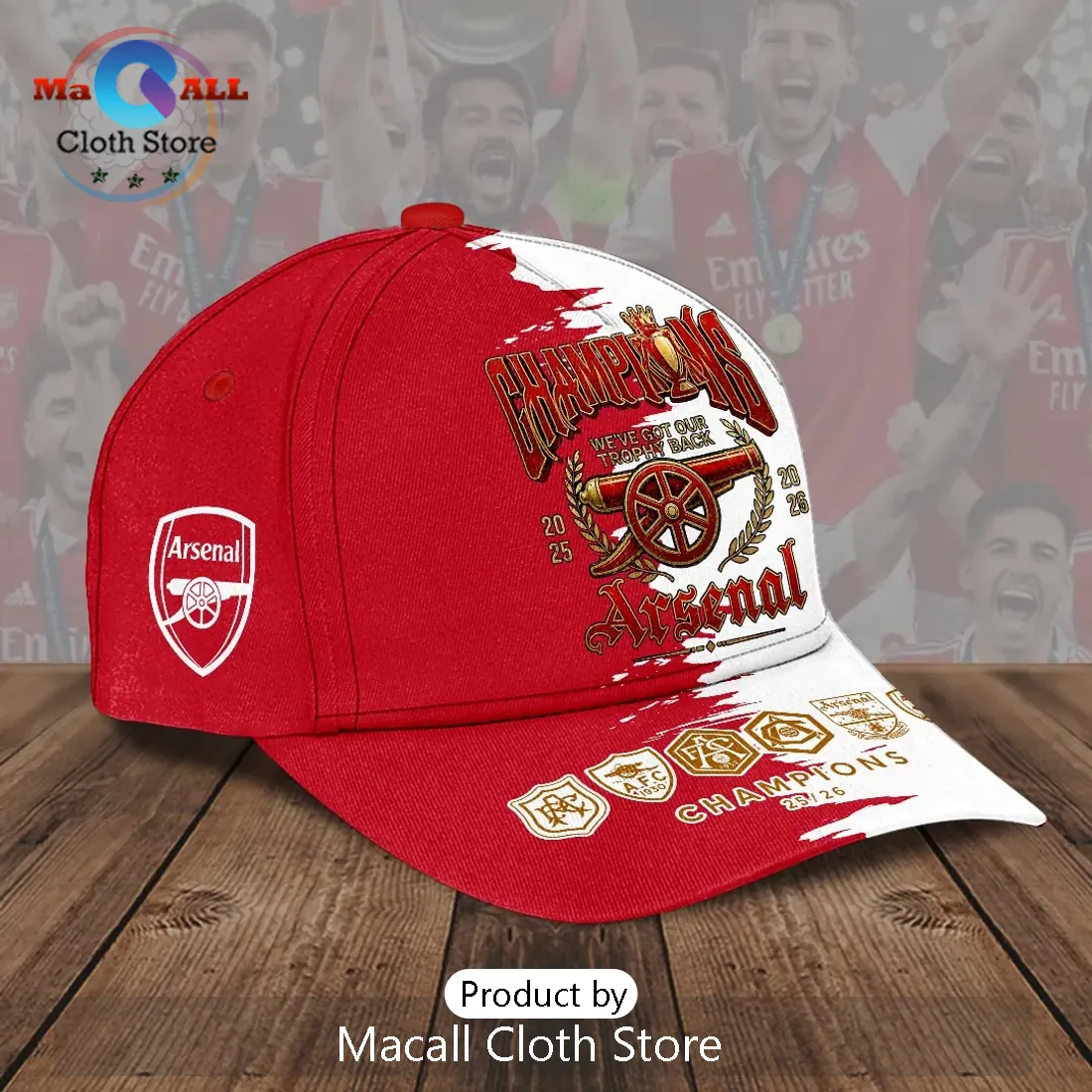 Arsenal FC Premier League 2025 2026 Champions Baseball Cap Arsenal FC Premier League 2025 2026 Champions Baseball Cap