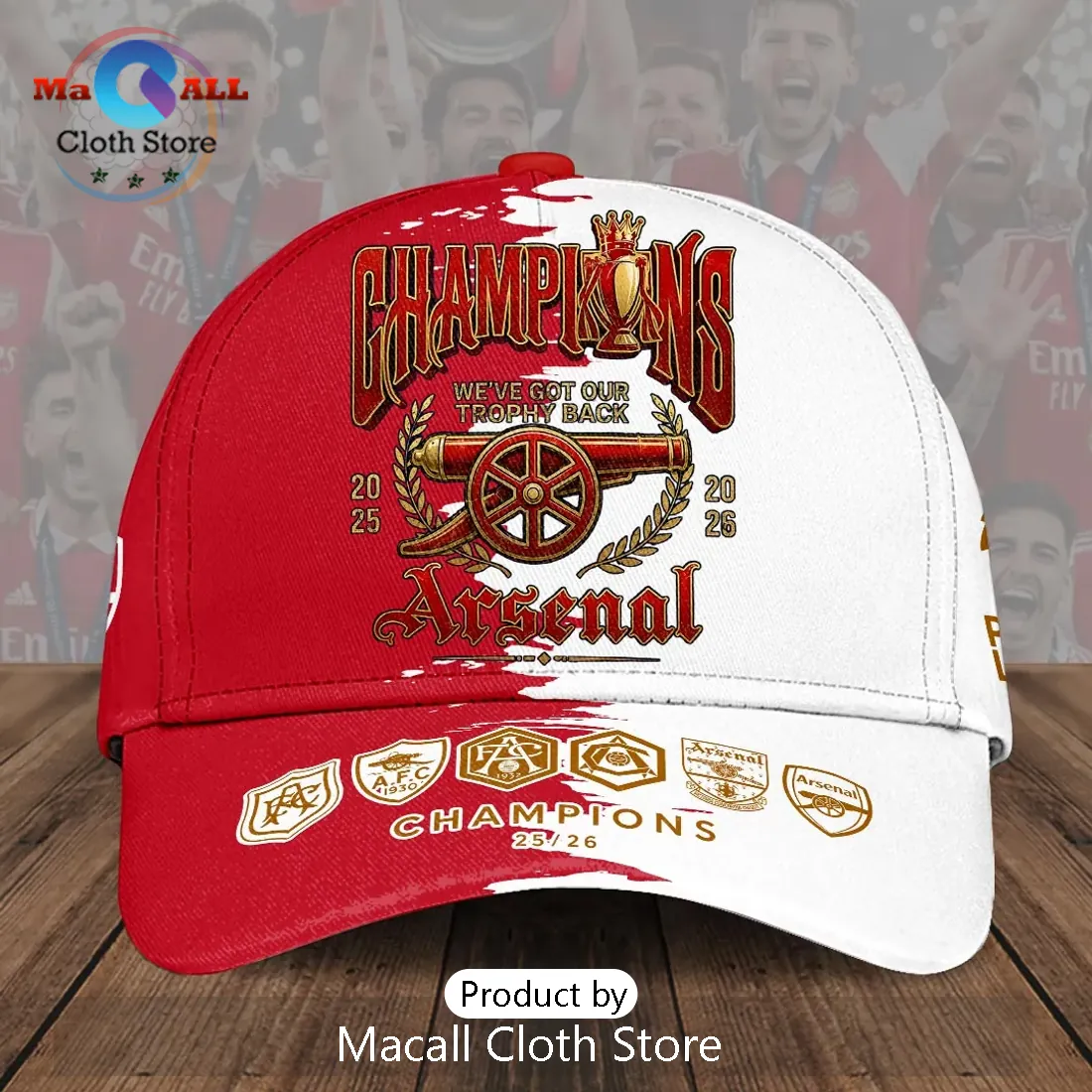 Arsenal FC Premier League 2025 2026 Champions Baseball Cap Arsenal FC Premier League 2025 2026 Champions Baseball Cap