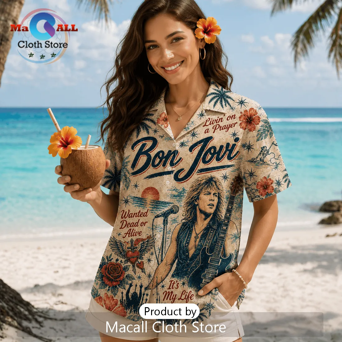 Bon Jovi Tropical Summer Vibes Premium Hawaiian Shirt Bon Jovi Tropical Summer Vibes Premium Hawaiian Shirt