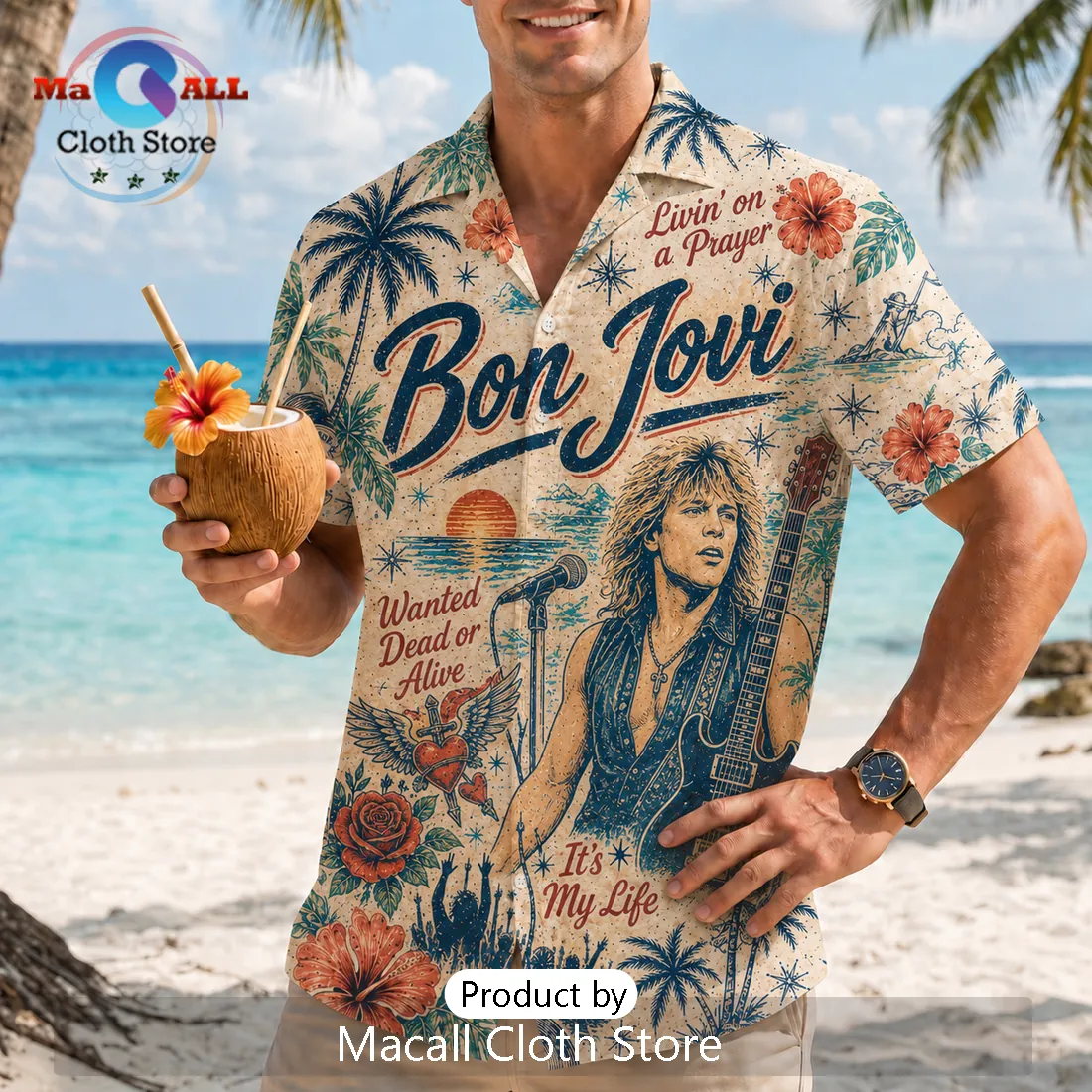 Bon Jovi Tropical Summer Vibes Premium Hawaiian Shirt Bon Jovi Tropical Summer Vibes Premium Hawaiian Shirt