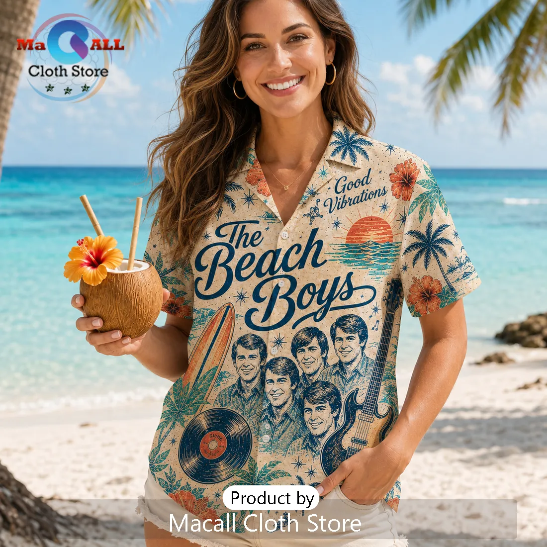 The Beach Boys Tropical Summer Vibes Hawaiian Shirt The Beach Boys Tropical Summer Vibes Hawaiian Shirt