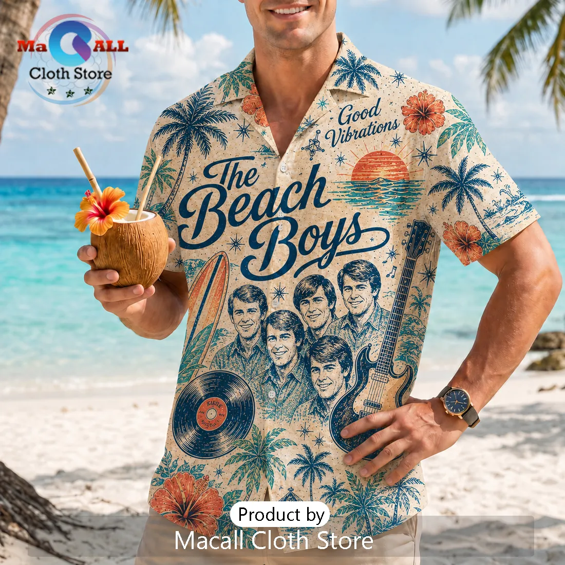 The Beach Boys Tropical Summer Vibes Hawaiian Shirt The Beach Boys Tropical Summer Vibes Hawaiian Shirt