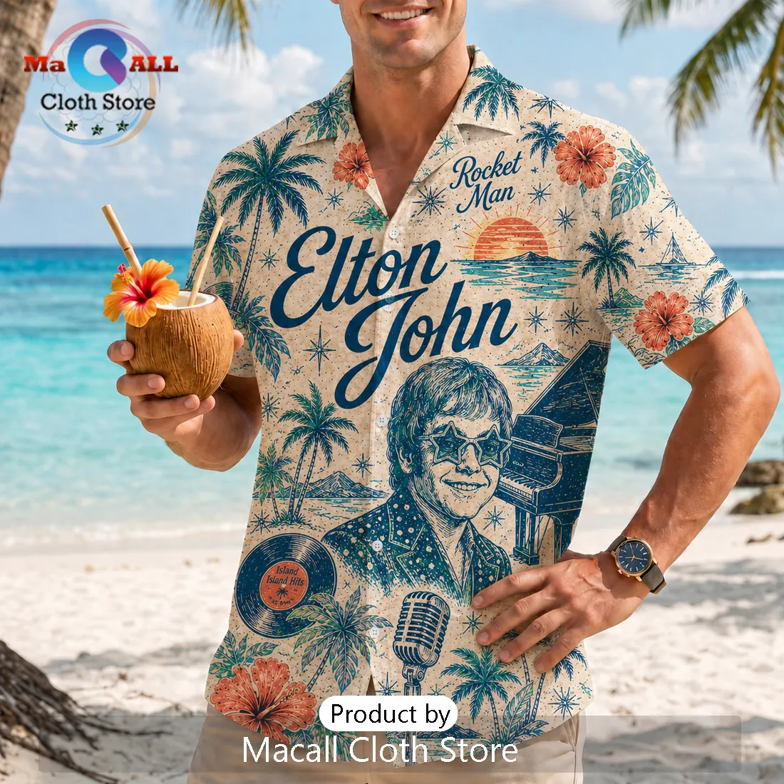 Elton John Rocket Man Tropical Hawaiian Shirt Elton John Rocket Man Tropical Hawaiian Shirt