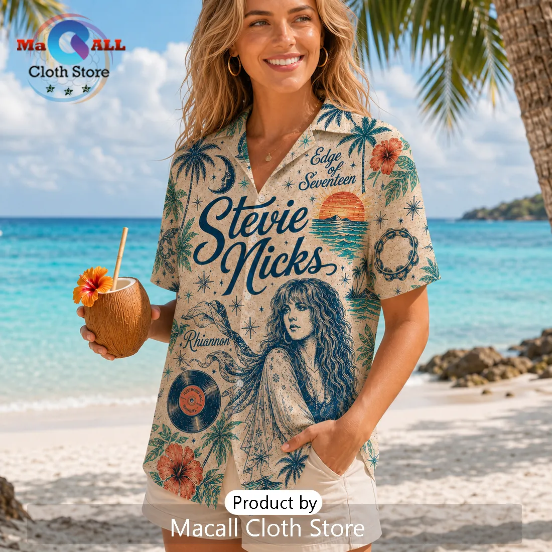 Stevie Nicks Rhiannon Tropical Summer Hawaiian Shirt Stevie Nicks Rhiannon Tropical Summer Hawaiian Shirt