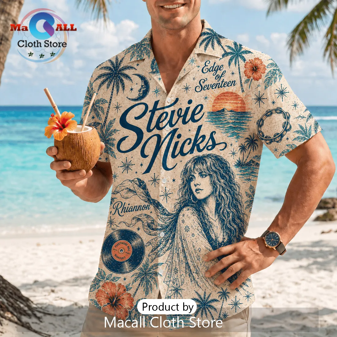 Stevie Nicks Rhiannon Tropical Summer Hawaiian Shirt Stevie Nicks Rhiannon Tropical Summer Hawaiian Shirt