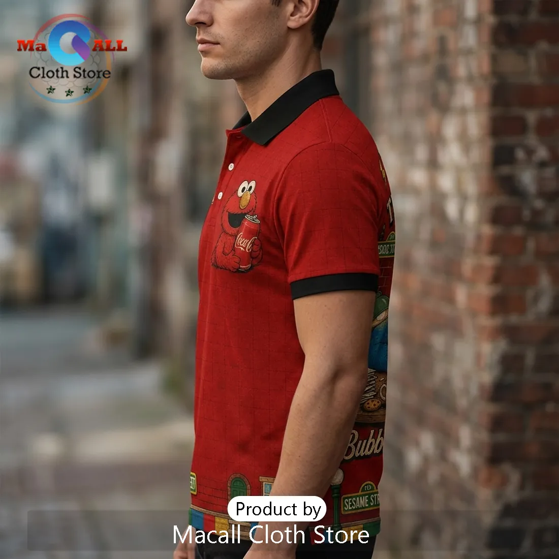 Coca-Cola x Sesame Street Retro Lovers Red Polo Shirt Coca-Cola x Sesame Street Retro Lovers Red Polo Shirt