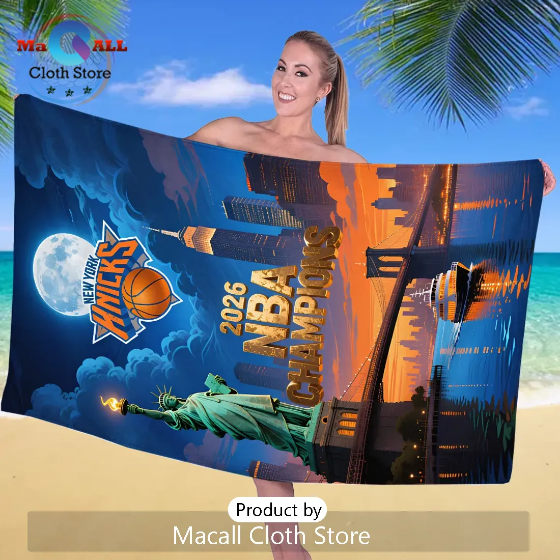 New York Knicks 2026 NBA Champions Beach Towel New York Knicks 2026 NBA Champions Beach Towel