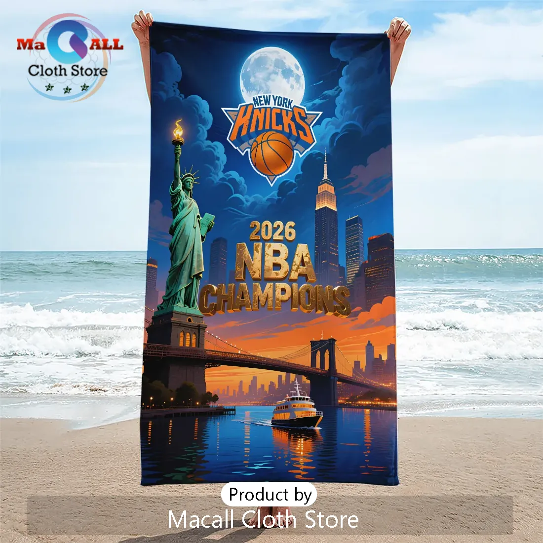 New York Knicks 2026 NBA Champions Beach Towel New York Knicks 2026 NBA Champions Beach Towel