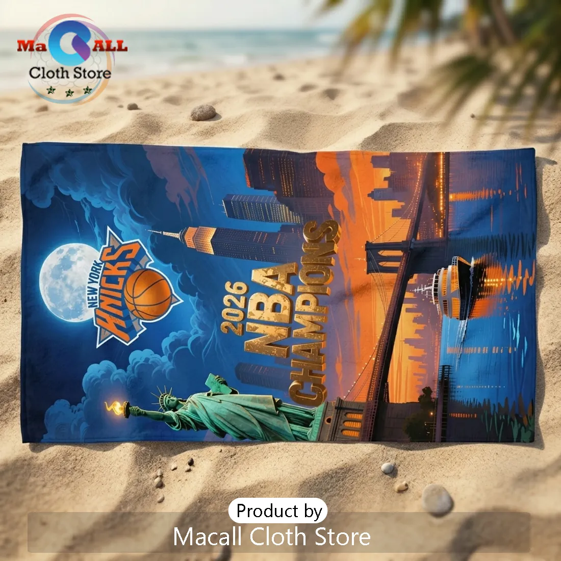 New York Knicks 2026 NBA Champions Beach Towel New York Knicks 2026 NBA Champions Beach Towel