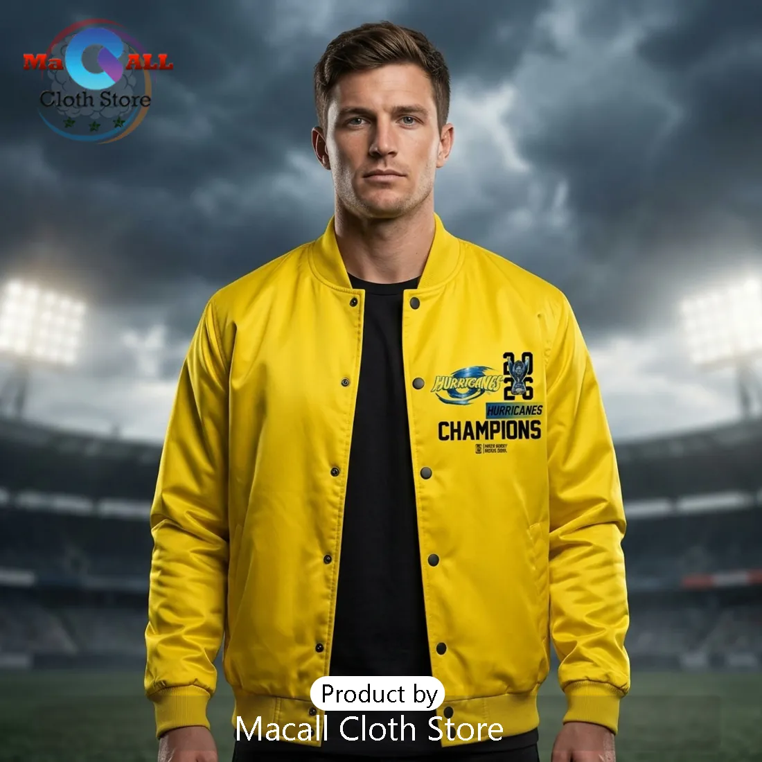 Hurricanes Super Rugby Pacific 2026 Champions Yellow Bomber Jacket