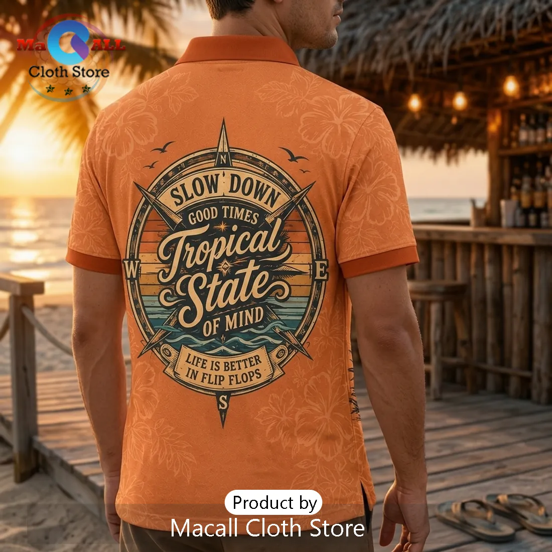 Snoopy Joe Cool Tropical Orange Polo Shirt Snoopy Joe Cool Tropical Orange Polo Shirt