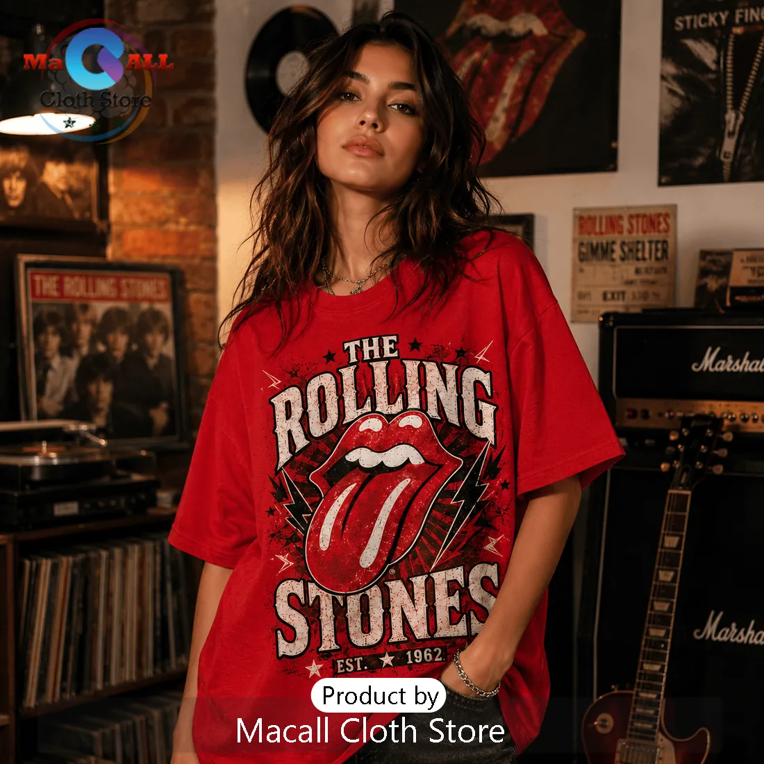 The Rolling Stones Rock n Roll Red T-Shirt The Rolling Stones Rock n Roll Red T-Shirt